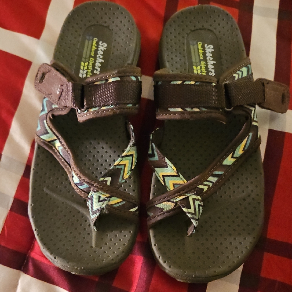 Skechers Womens Sandals - Brown and Blue